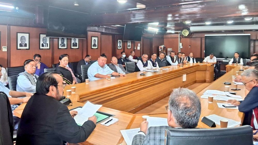 Deputy Chief Minister Yanthungo Patton chairs a meeting with representatives from 5 Tribes CoRRP and five apex tribe bodies to deliberate on demand for review of Nagaland reservation policy in Kohima on June 3. (Image Courtesy: @YanthungoPatton/X)